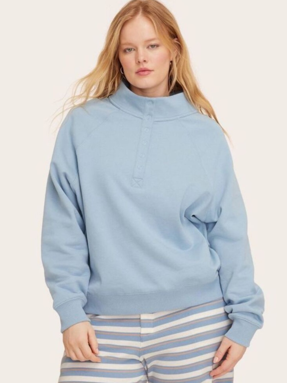 Parke x Target Light Blue Snap-Neck Mockneck Sweater